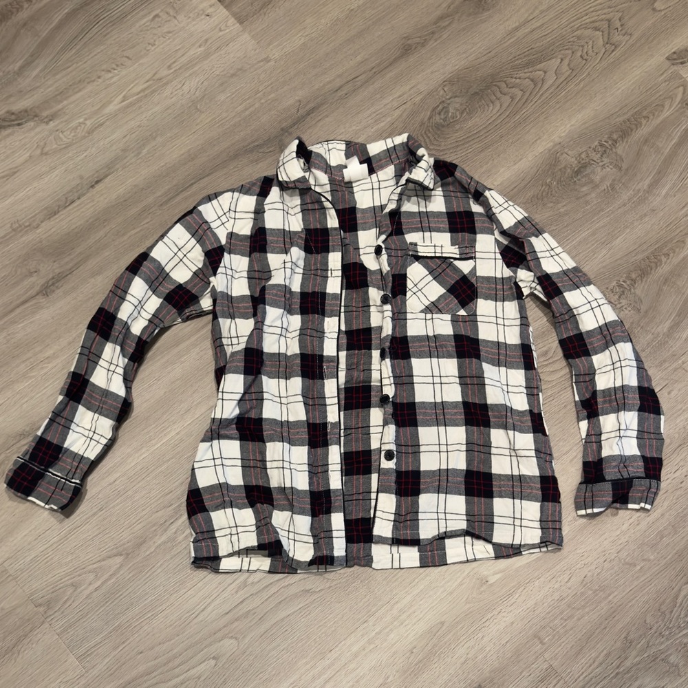 Wondershop black & white plaid button Down pajama top, Size  S